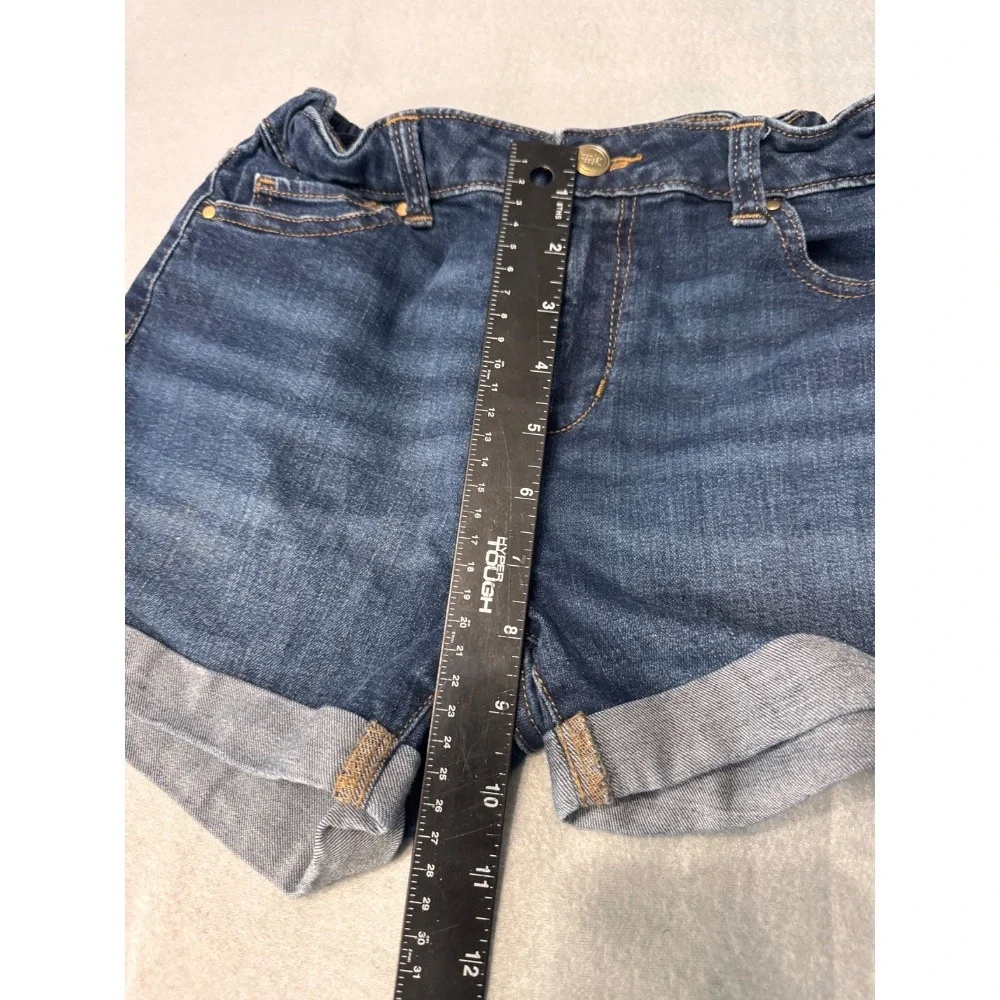 Wonder Nation Denim‎ Shorts Cuffed Dark Wash Adjustable Waist Girls Size 14